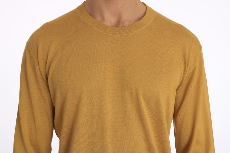 Yellow Silk Pullover Crewneck Sweater