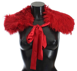 Red Alpaca Strap Collar Scarf