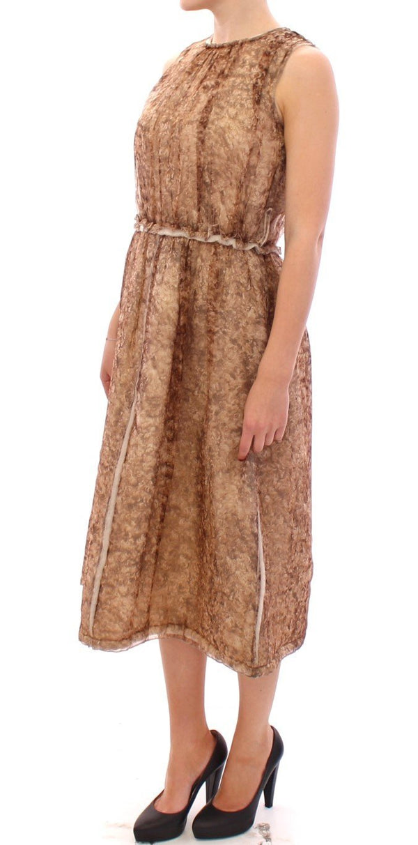 Brown sleeveless silk dress