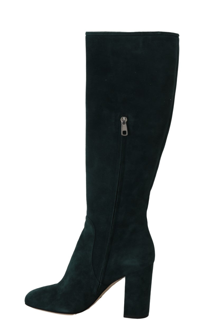 Green Suede High Knee Shoes
