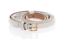 White Leather Logo Belt