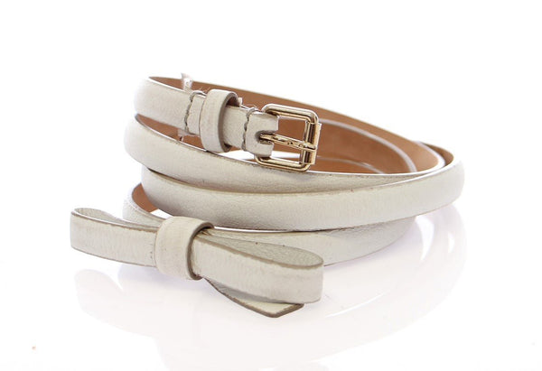 White Leather Logo Belt