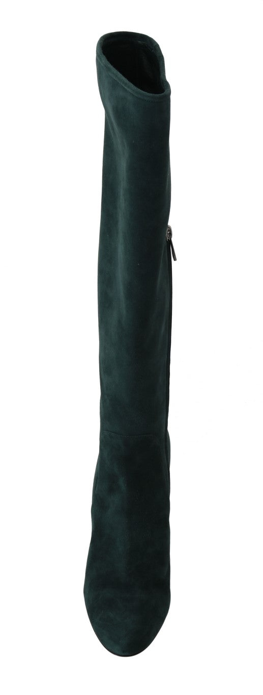 Green Suede High Knee Shoes