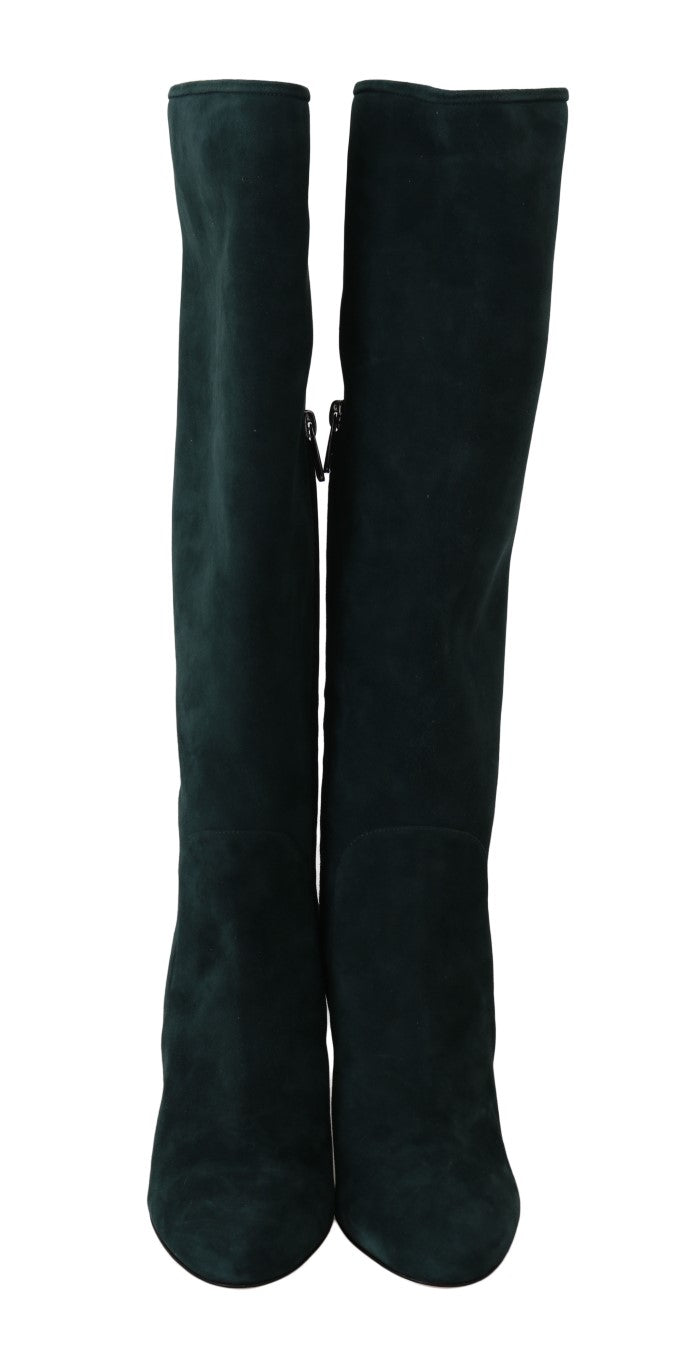 Green Suede High Knee Shoes