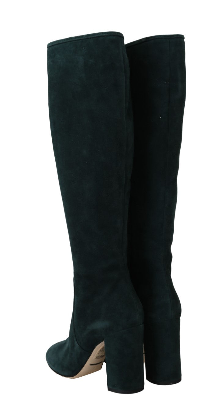 Green Suede High Knee Shoes