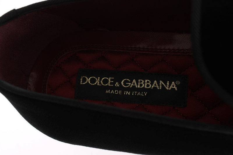 Black Velvet Crystal Cross Loafers