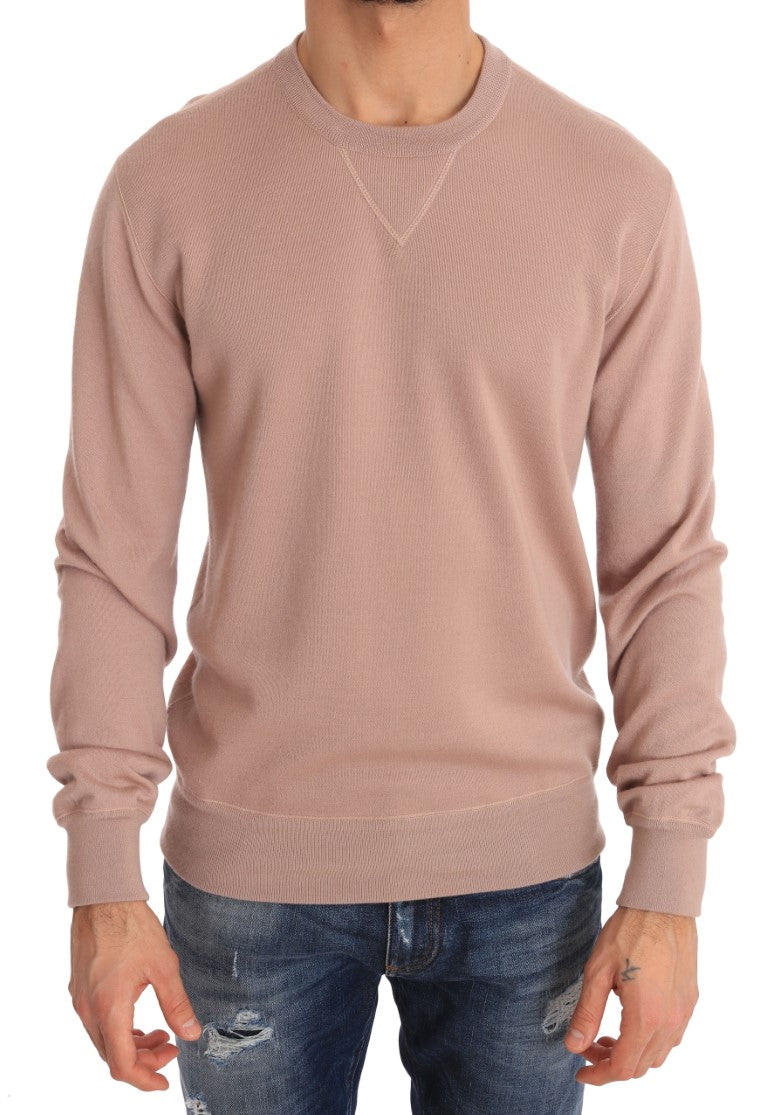 Pink Cashmere Pullover Crew-neck Sweater