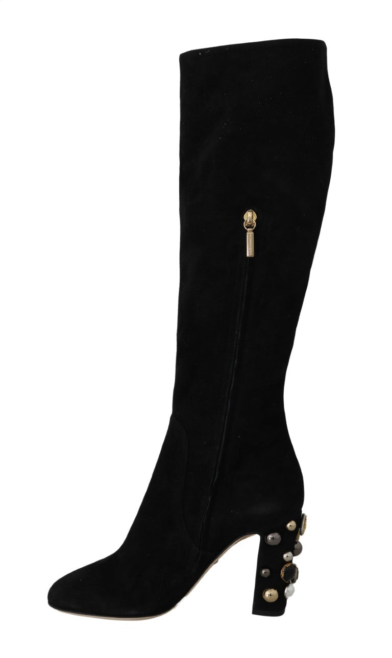 Black Suede High  Knee Boots