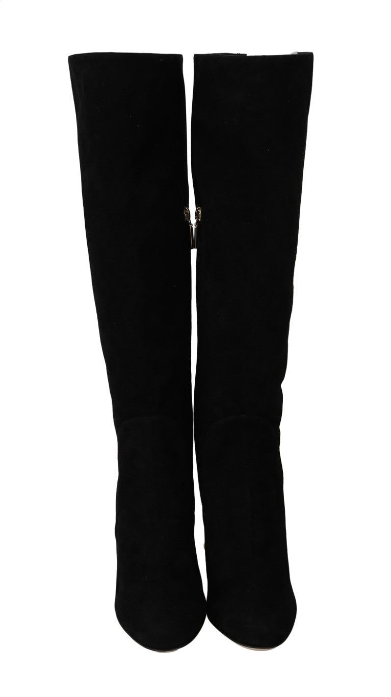 Black Suede High  Knee Boots
