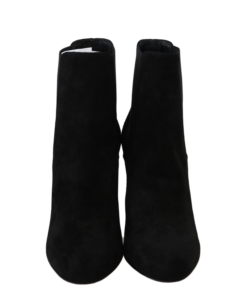 Black Suede Chelsea Heels Boots