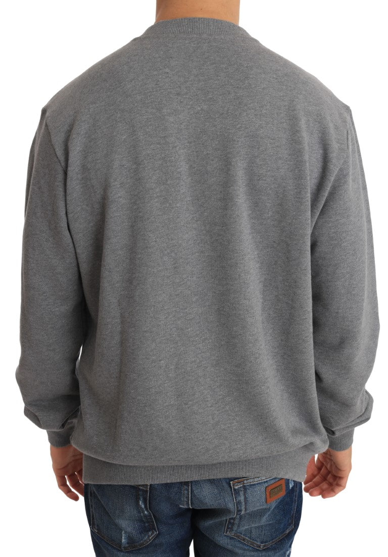 Gray Cotton Crystal Cross Crown Sweater