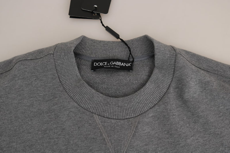 Gray Cotton Crystal Cross Crown Sweater