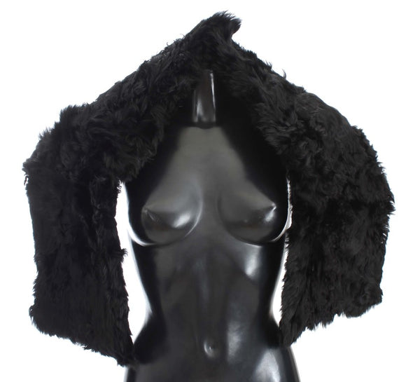 Black Alpaca Fur Shoulder Wrap Scarf