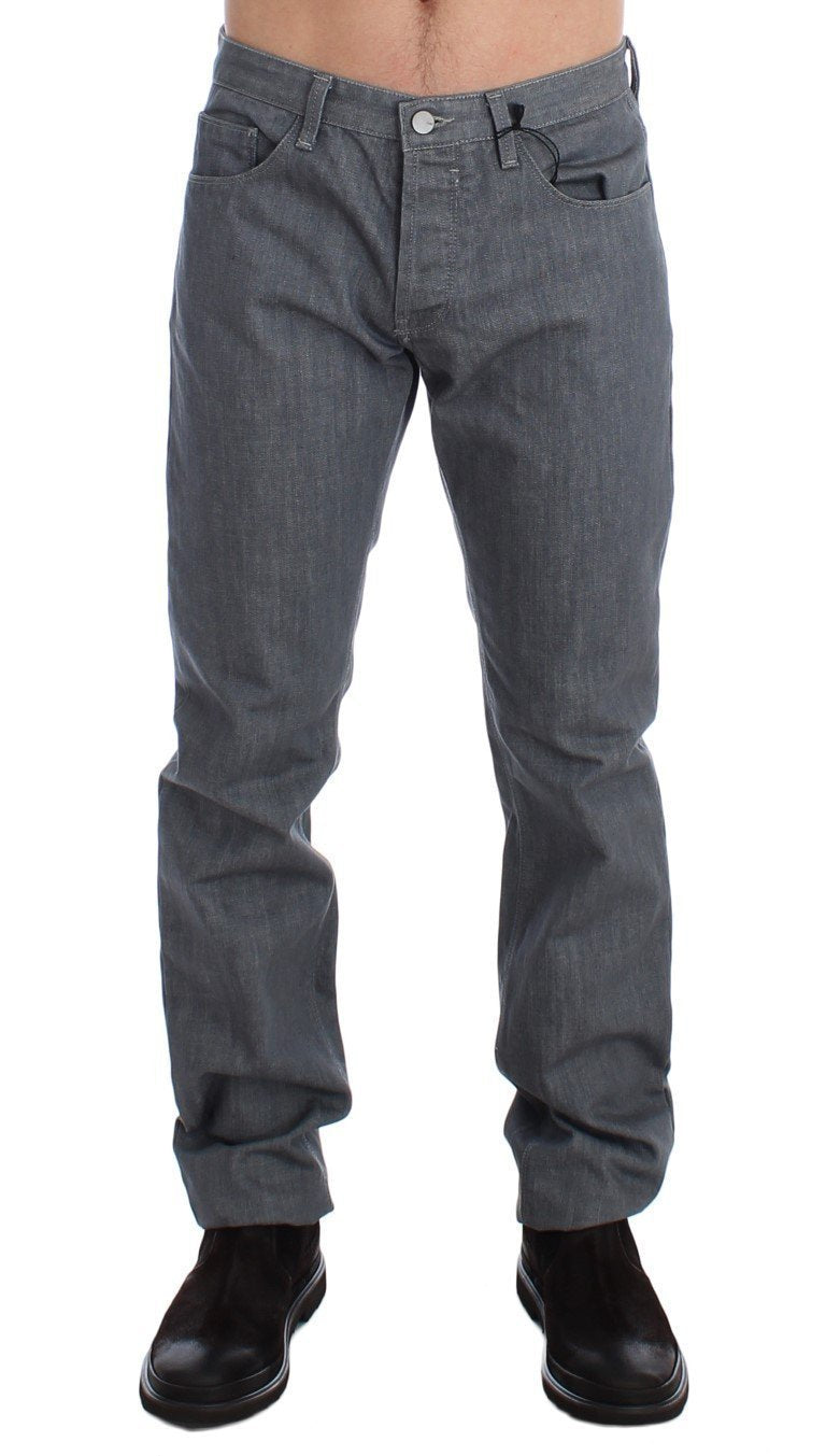 Gray Regular Fit Cotton Pants Jeans