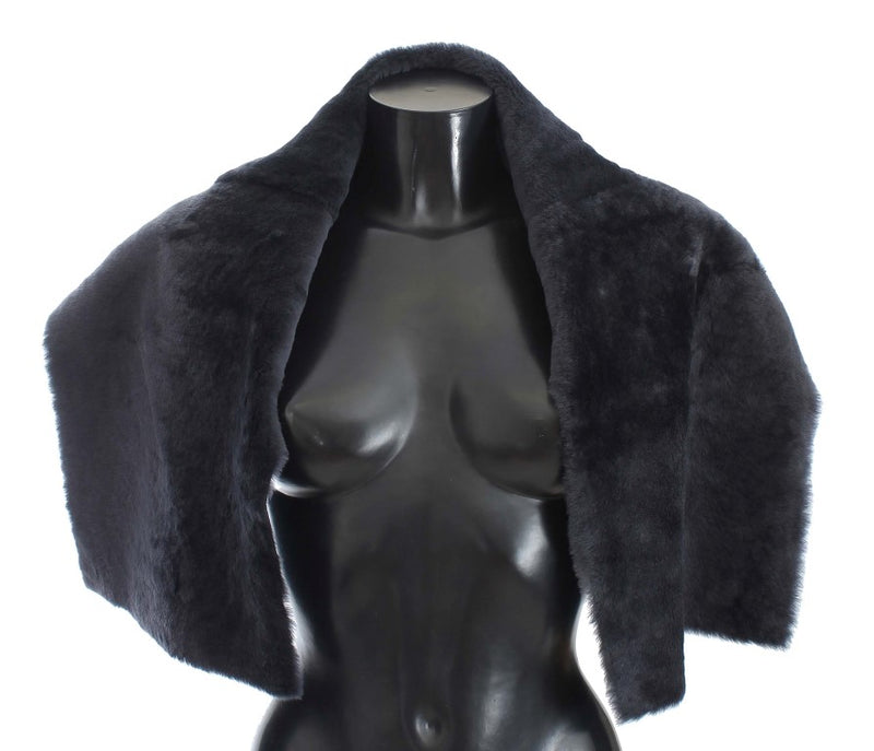 Purple Lambskin Fur Silk Scarf