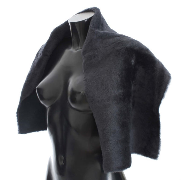Purple Lambskin Fur Silk Scarf