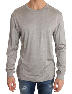 Silver Silk Pullover Crewneck Sweater