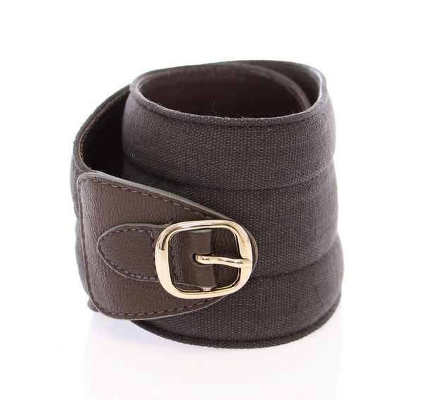 Brown Leather Linnen Logo Belt