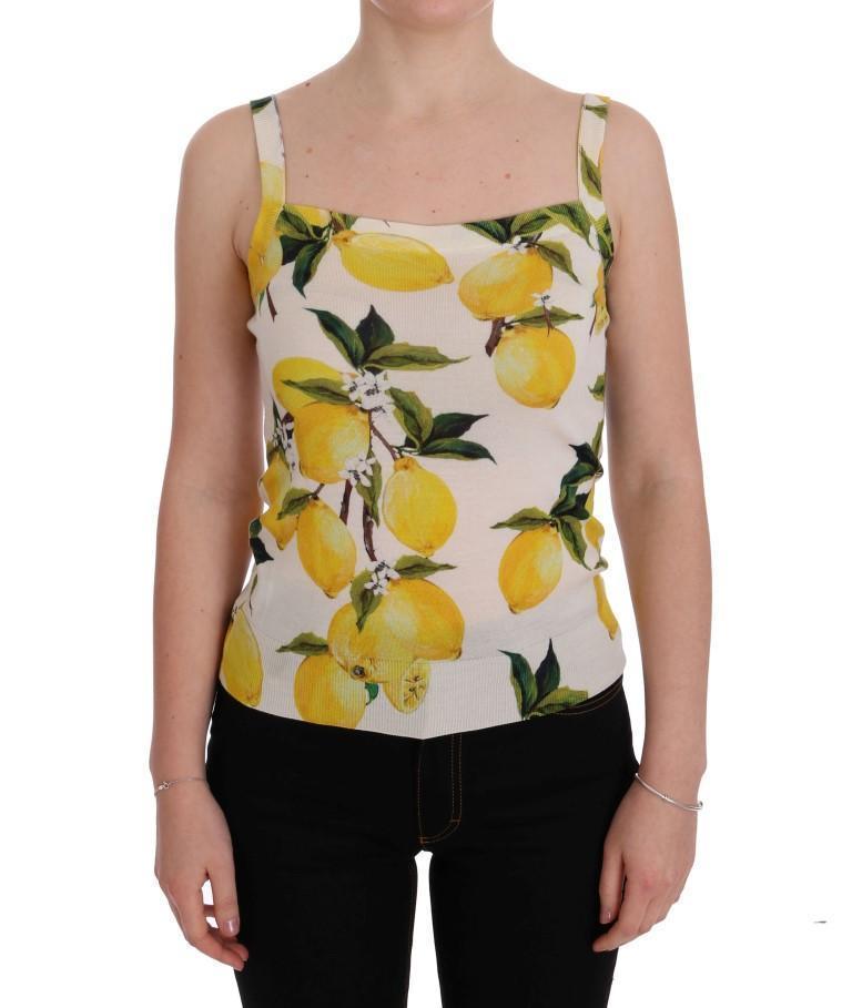 White Cashmere Silk Lemon Tank Top