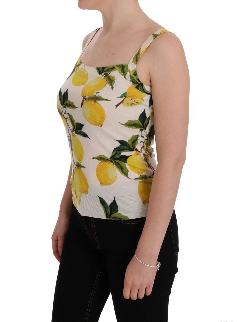 White Cashmere Silk Lemon Tank Top