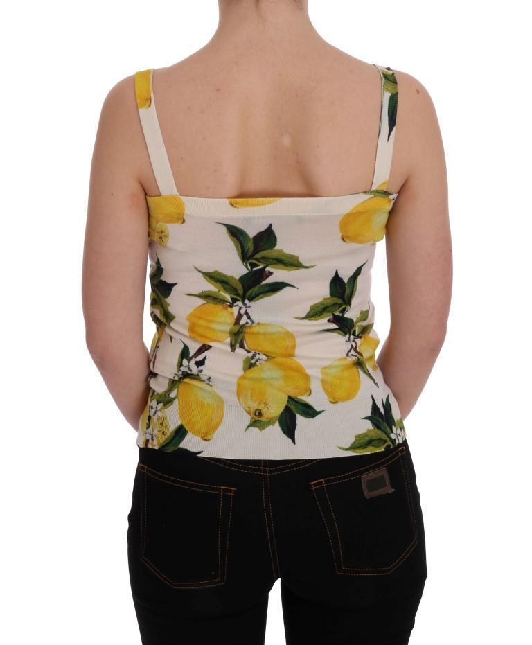 White Cashmere Silk Lemon Tank Top