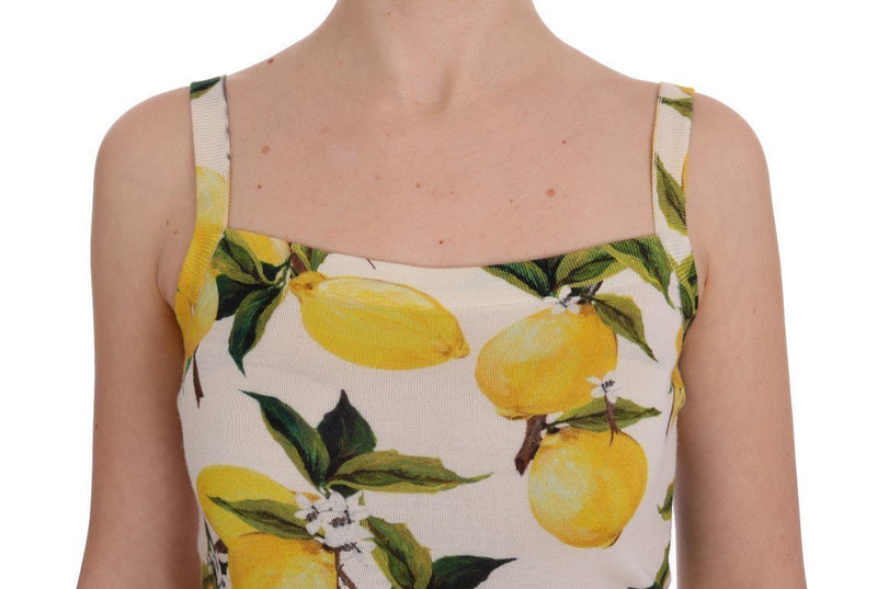 White Cashmere Silk Lemon Tank Top