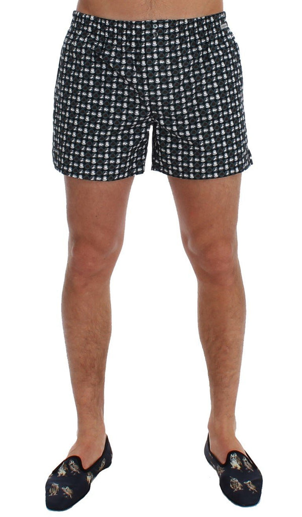 Blue Hat Print Cotton Pajama Shorts