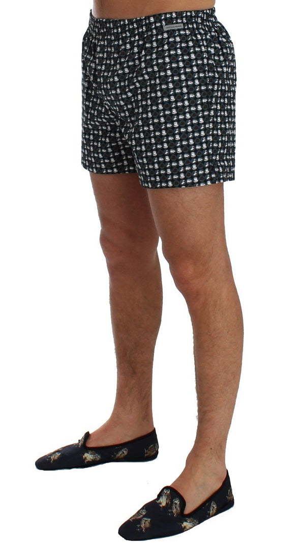 Blue Hat Print Cotton Pajama Shorts