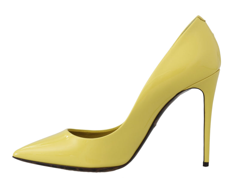 Yellow Leather Stiletto Heels Pumps