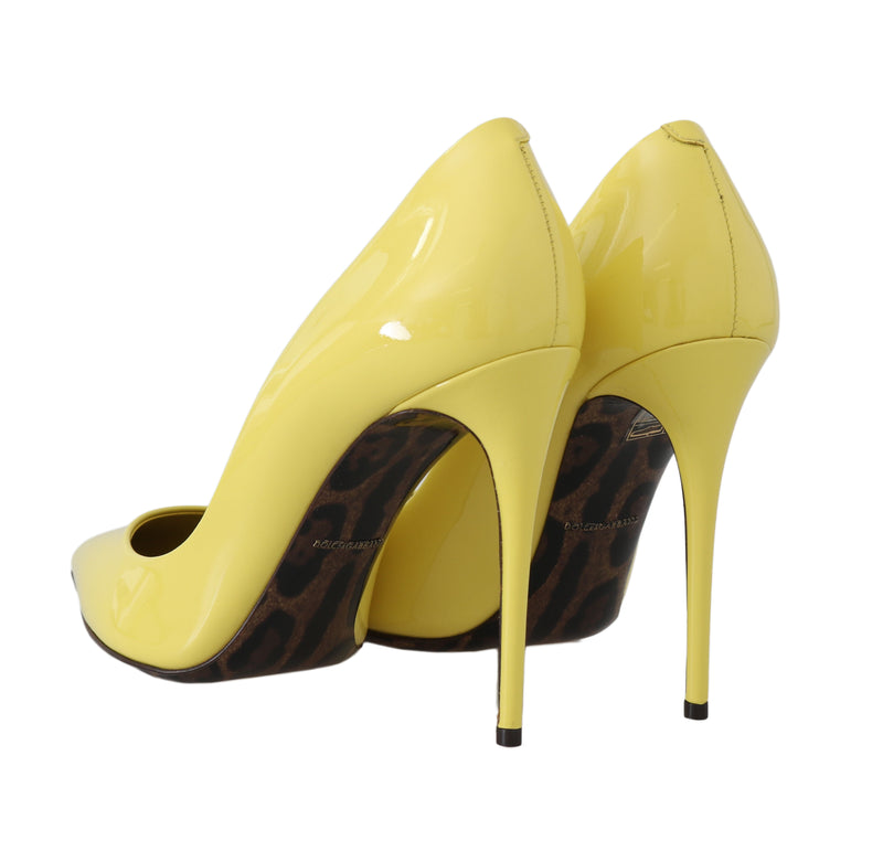 Yellow Leather Stiletto Heels Pumps