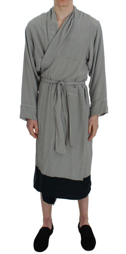 Gray Polka Dotted Silk Sleepwear Robe