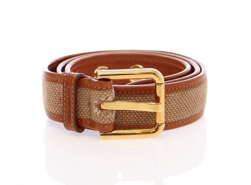 Brown Leather Gold Logo Belt