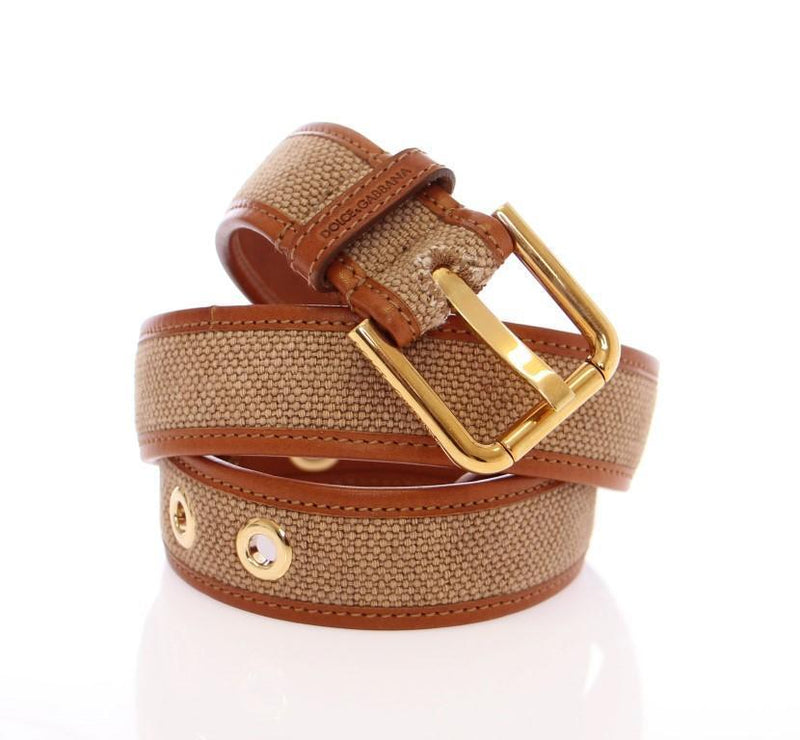 Brown Leather Gold Logo Belt