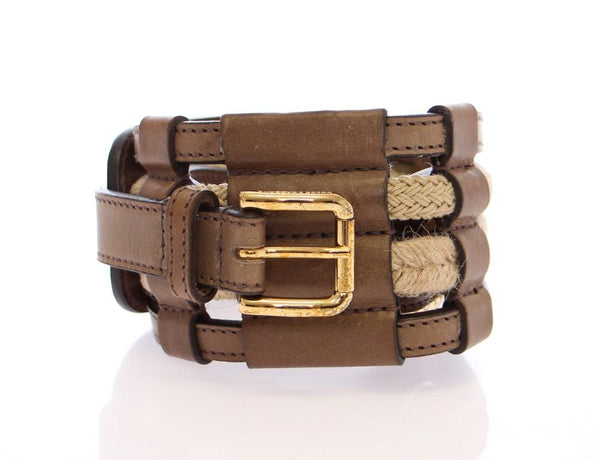 Brown Leather Logo Waist Belt