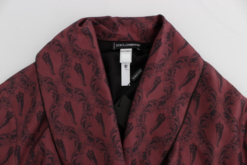 Bordeaux Crown Baroque Silk Sleepwear Robe