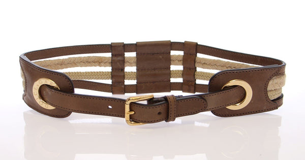 Brown Leather Logo Waist Belt