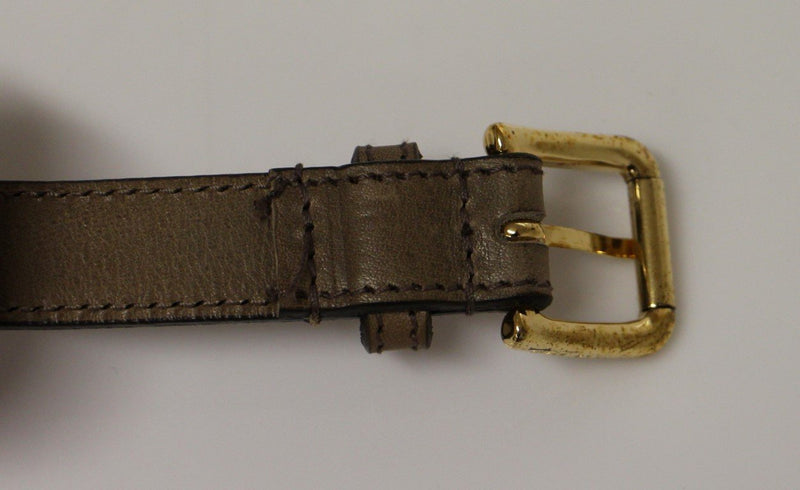 Brown Leather Logo Waist Belt