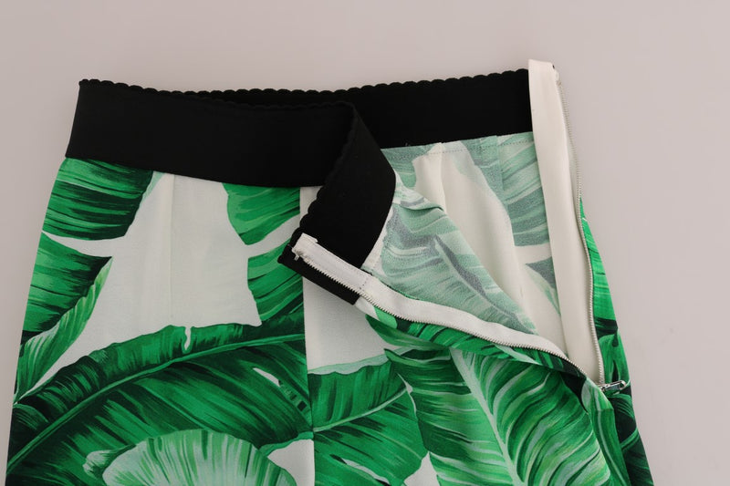 Green Banana Leaf Stretch Flare Pants