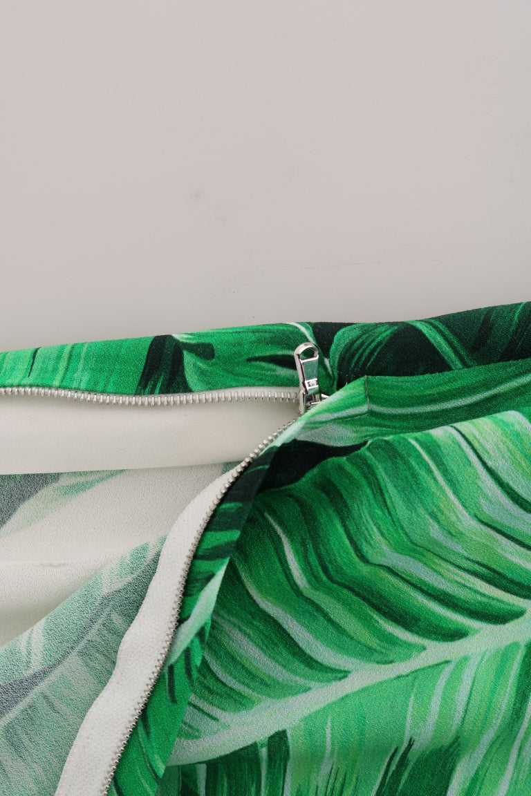 Green Banana Leaf Stretch Flare Pants