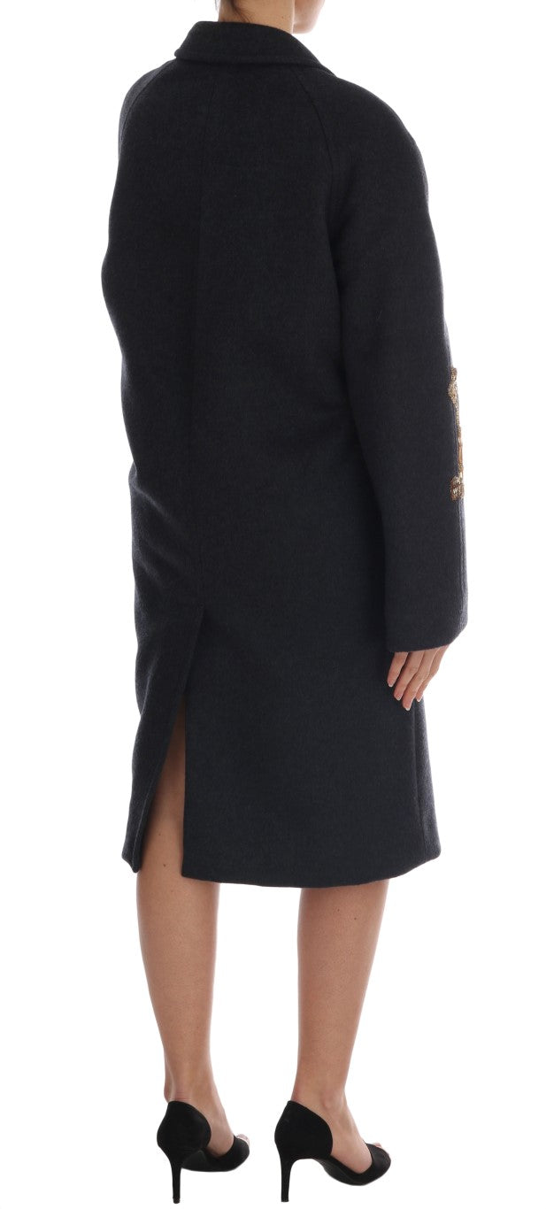 Gray Wool Cashmere Crystal Coat