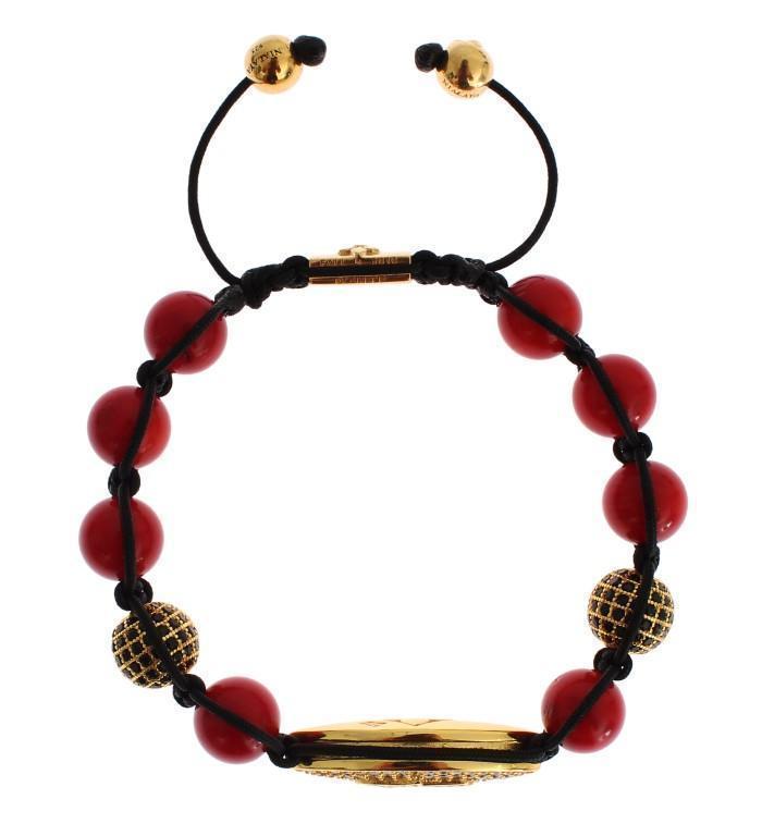 CZ Red Coral Gold 925 Silver Bracelet