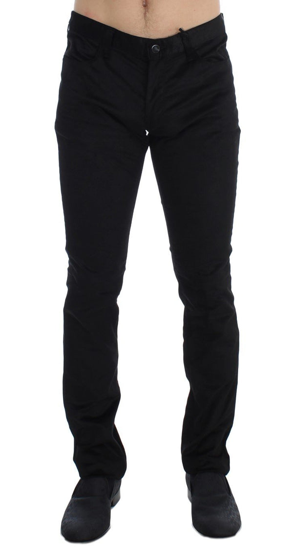 Black Corduroy Slim Fit Pants Jeans