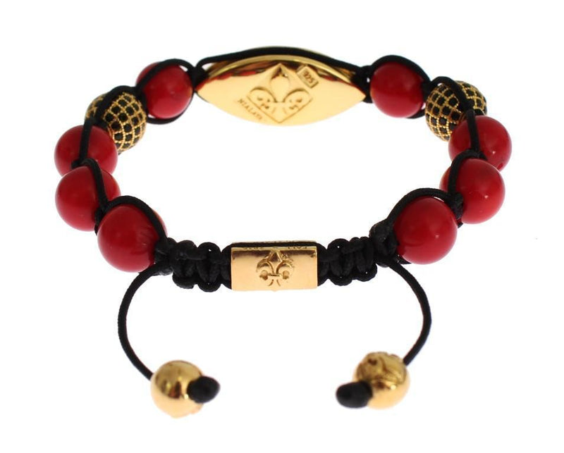 CZ Red Coral Gold 925 Silver Bracelet