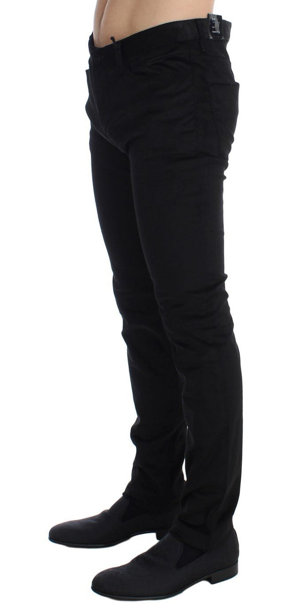 Black Corduroy Slim Fit Pants Jeans