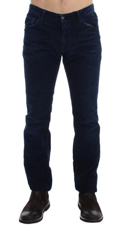 Blue Corduroy Slim Fit Pants Jeans