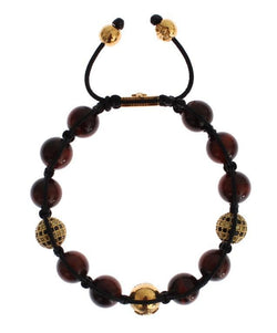 CZ Red Tigers Eye Gold 925 Silver Bracelet