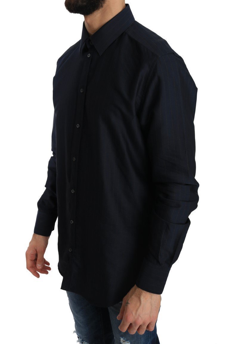 Blue Striped Cotton GOLD Slim Shirt