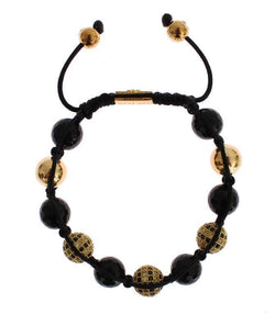 CZ Black Agate Gold 925 Silver Bracelet