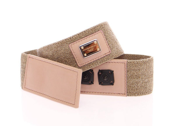 Beige Cotton Linnen Logo Belt