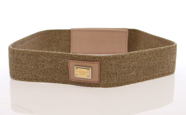 Beige Cotton Linnen Logo Belt